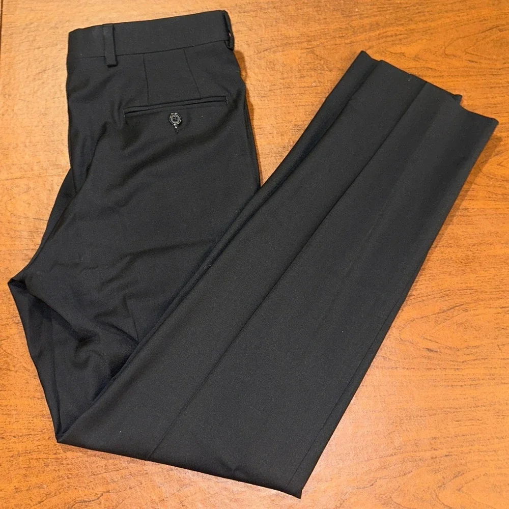 Cremieux Travel Smart Modern Fit Black Wool Blend Dress Pants Men's 32x32
